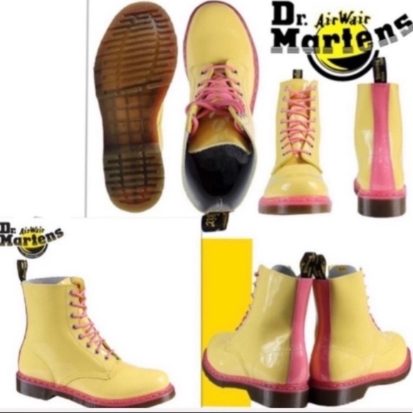 Dr. Martens Shoes - Dr Martens Pascal Acid Yellow/Pink 8 hole boot 10